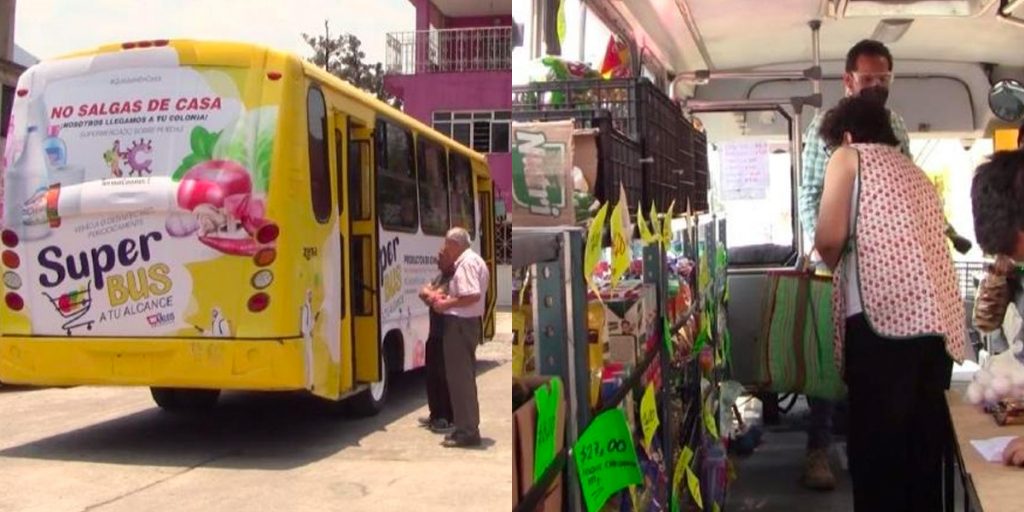 Convierten autobús pasajero en tienda de abarrotes sobre ruedas para que se queden en casa