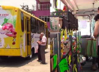 Convierten autobús pasajero en tienda de abarrotes sobre ruedas para que se queden en casa