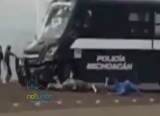 #VIDEO/ Enfrentamiento violento entre normalistas y policías en Tiripetío