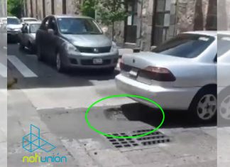 Mega bache en pleno centro histórico de Morelia podría ocasionar algún accidente