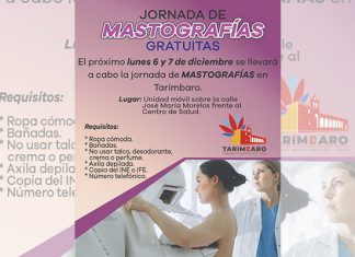 Habrá jornada de mastografías gratuitas en #Tarímbaro el próximo 7 de diciembre