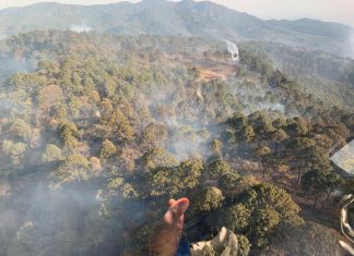 SSP apoya a combatir incendio forestal Cotija