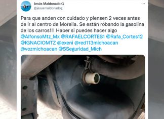 #Morelia Robo de gasolina a carros estacionados en pleno centro histórico