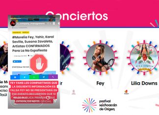 Fey no se presentará en el Festival Michoacán de Origen, su agencia lo desmiente
