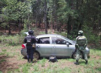 En acción conjunta, SSP y Sedena aseguran un vehículo y droga en Aporo