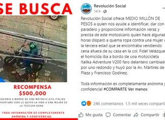 Revolución Social ofrece medio millón de pesos por sicario que mató a madre de integrante del grupo de reacción inmediat