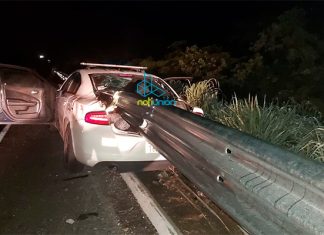 Patrulla de la Guardia Nacional choca contra muro de contención en la autopista Siglo XXI