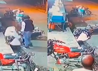 #Video Asaltante recibe balazo por su compañero segundos antes de lograr su atraco