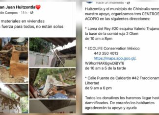 Afectados tras sismo en Michoacán están pidiendo de nuestro apoyo