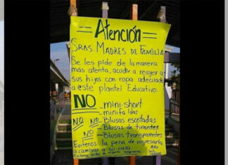 Circula cartel de un plantel educativo donde pide a madres de familia como ir vestidas