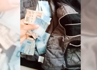 #Video Chico compra chamarra de 50 pesitos y le sale con premio, tenia guardados muchos billetes