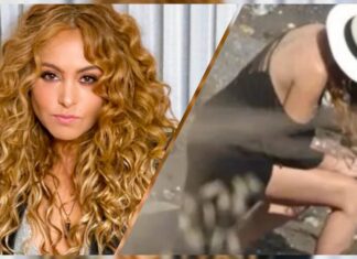 Cacharon a la cantante Paulina Rubio haciendo del baño en playa