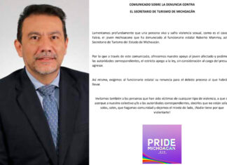PRIDE Michoacán pide destitución de Roberto Monroy por abuso sexual en contra de joven michoacano