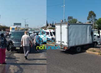 Se registra choque entre dos camionetas en salida a Charo