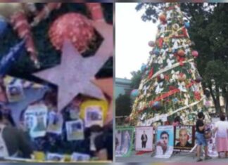 #Oaxaca Árbol de Navidad es decorado con padres deudores de pensión alimentaria