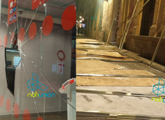 Protección de madera fue derribada y diversos bancos fueron cristaleados en marcha #8M2023