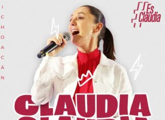 Claudia Sheinbaum con graffiti en Morelia este sábado
