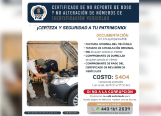 Michoacán implementa Certificado de No Reporte de Robo: Mayor seguridad para compra-venta de vehículos