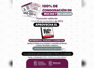 El gobierno de Michoacán ofrece 100% de condonación en trámites vehiculares durante el Buen Fin