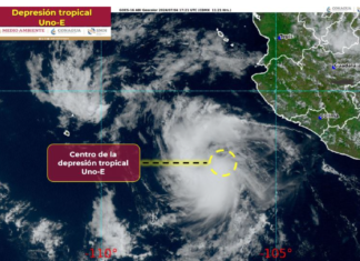 Formación de la Depresión Tropical Uno-E Frente a las Costas de Michoacán, Jalisco y Colima