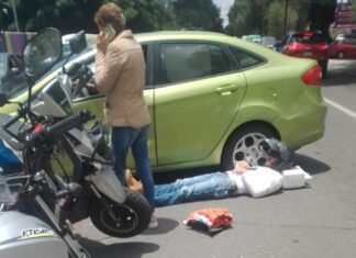 Accidente entre Automóvil y Motociclista en la Av. Ventura Puente