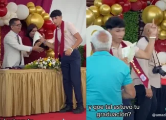 Joven arrebata diploma e insulta al director por excluir a su padre de la ceremonia de graduación