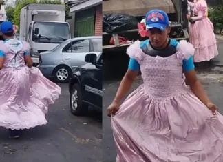Trabajadores de Limpieza Salen a Trabajar Usando Vestidos Rosas y se Viralizan: «Son Geniales, ¿Cuál Será su Ruta?» | VIDEO