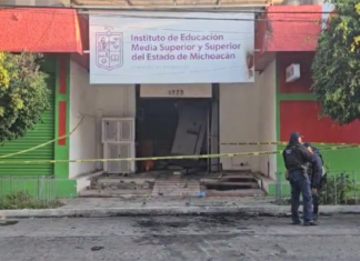 Sujetos desconocidos vandalizan edificio del IEMSySEM en Morelia