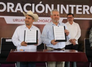 Bedolla y Manzo firman convenio para fortalecer la seguridad en Uruapan