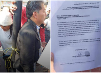 VIDEO | Multitud amarra a regidor y lo obliga a firmar su renuncia en Temoaya, Estado de México