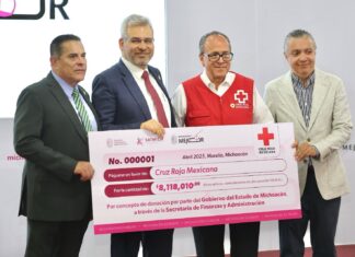 Entrega Bedolla donativo por más de 8 mdp a la Cruz Roja