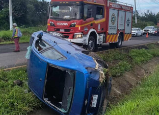 Volcadura vehicular deja cuatro mujeres lesionadas en la Morelia-Pátzcuaro