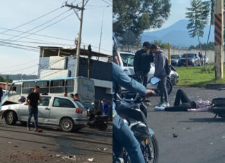 Mujer resulta gravemente herida tras accidente entre motocicleta y auto en Uruapan
