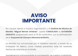 Cancelan extensión del Festival de Música de Morelia en Sahuayo por inseguridad