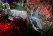 Automovilista cae a un desnivel y choca contra una barda en la Tacámbaro–Yoricostio