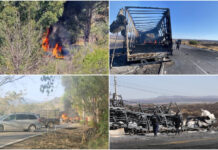 Persisten bloqueos y quema de vehículos en varios puntos de Michoacán