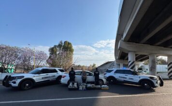 Aseguran Guardianes del Camino 5 maletas con 65 kilos de mariguana en la Autopista de Occidente: SSP