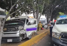 Choque entre combi y taxi deja cuatro lesionados en Morelia