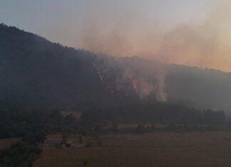 Helibalde suma 14 mil litros de agua para sofocar incendio forestal en Pátzcuaro: Bedolla
