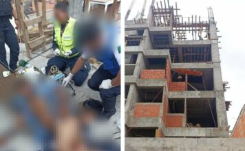 Albañil cae de tres metros y termina atravesado por una varilla en Morelia