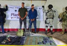 SSP, Defensa y GN detienen a 2 hombres en posesión de armas y equipo táctico en Arteaga