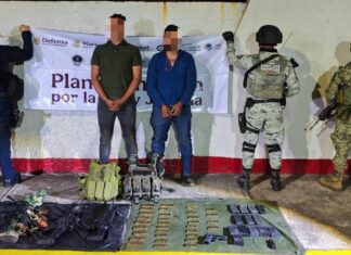 SSP, Defensa y GN detienen a 2 hombres en posesión de armas y equipo táctico en Arteaga