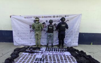 Asegurados tres fusiles y más de mil 300 cartuchos útiles en Apatzingán