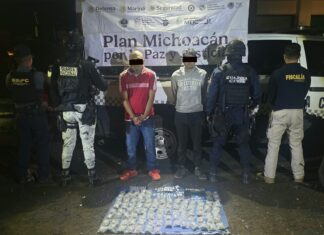 Detenidos por narcomenudeo Jose “N” el “Characo” y Jesús “N” el “Alanís”, en Uruapan