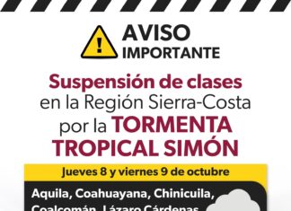 Se suspenden clases presenciales en siete municipios por la tormenta tropical Simón