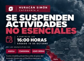 Se suspenden actividades no esenciales en LC, Aquila y Coahuayana por huracán “Simon”