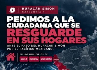 Pide PC a la ciudadanía de LC, Aquila y Coahuayana continuar resguardándose ante el paso de “Simon”